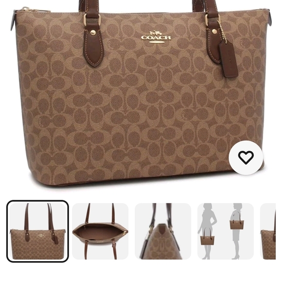 Coach Tan and Brown Signature Tote - Picture 3 of 3